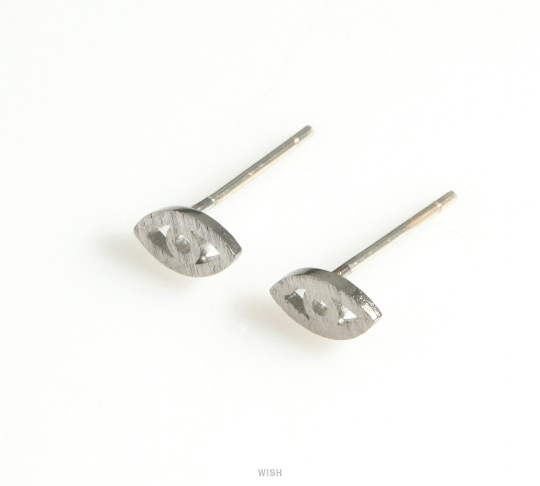 Evil Eye Stud Earrings in Matte Rhodium, Evil Eye Earrings/ MMRH-623-E