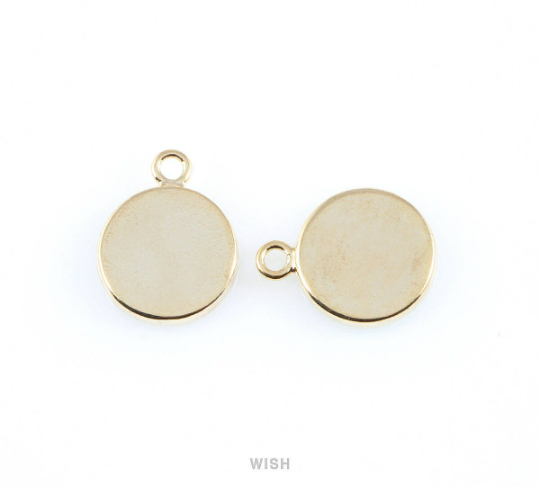 Howlite Round Stone Charm in Gold, Gemstone Framed Pendant / SHTG-058-P
