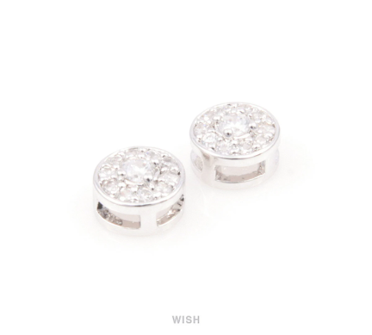 Round Cubic Zirconia in Rhodium Round Charm, Round Cubic Zirconia / CRH-020-P