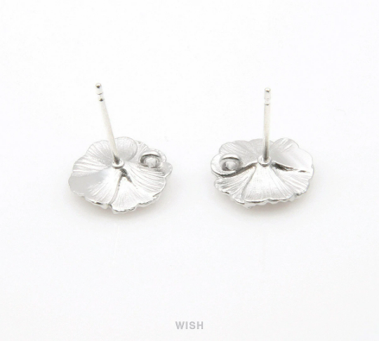 Flower Stud Earrings in Matte Rhodium, Cosmos Ear Studs / MMRH-304-E