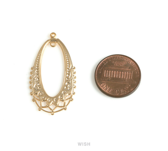 Oval Oriental Pattern Pendants in Matte Gold, Oval Oriental Pattern Charms / MMG-665-P
