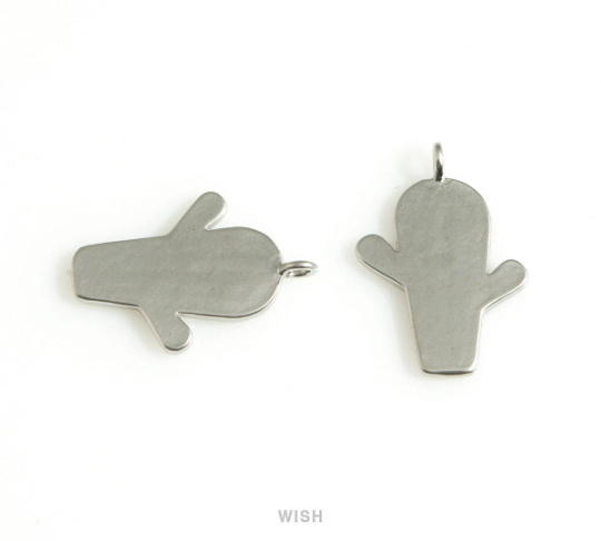Cactus Charm in Matte Rhodium, Cactus Pendant /MMRH-682-P