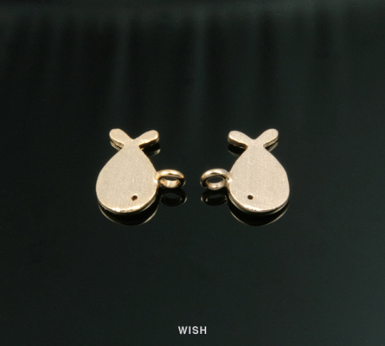 4pcs Small Whale Pendants in Matte Gold, Whale Charm / MMG-118-P
