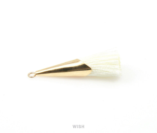 White Thread Tassel with Cone Cap in Gold / TWTG-005-T