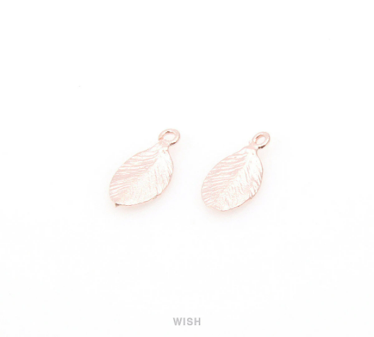 8pcs Small Leaves Pendants in Matte Rose Gold, Leaves Charms / MMRG-026-P