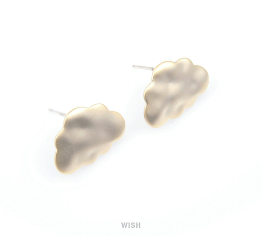 Cloud Stud Earrings in Matte Gold, Cloud Stud Ear Post / MMG-092-E