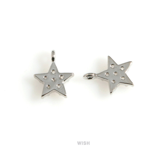 Cubic Zirconia Star Pendant in Rhodium, CZ Star Charm / CRH-089-P