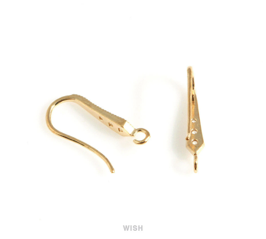 4 Pcs Tapered Rhombus Cubic Zirconia Ear Hook in Gold, Cubic Zirconia Ear Hook /CG-027-E