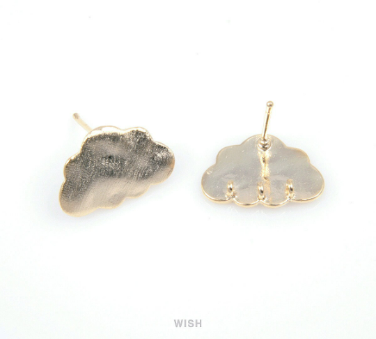 Cloud Stud Earrings in Brush Gold, Cloud Stud Ear Post /MBG-092-E