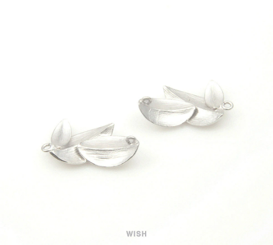 3 Leaves Connectors in Matte Rhodium, Leaves Charms /MMRH-106-C