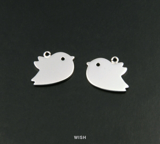 Bird Pendants in Matte Rhodium, Sparrow Charms /MMRH-108-P