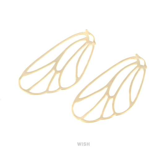Fairy Wings Pendant in Matte Gold, Fairy Wings Charm / MMG-203-P