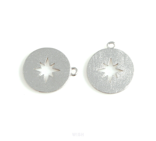 Compass Pendants in Matte Rhodium, Compass Charm / MMRH-075-P