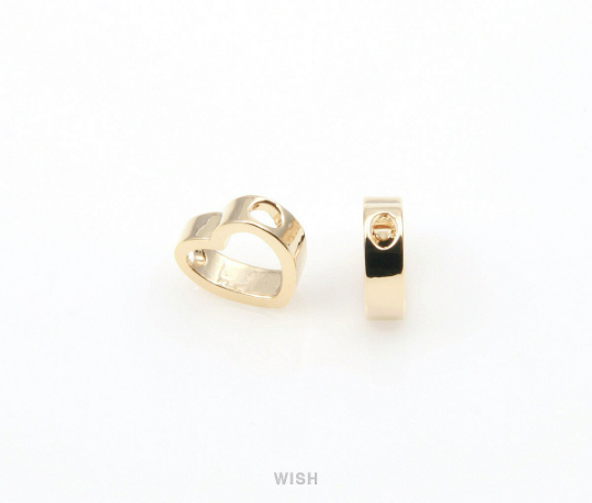 Open Heart Charm in Gold, Heart Outline Charm /MG-292-P
