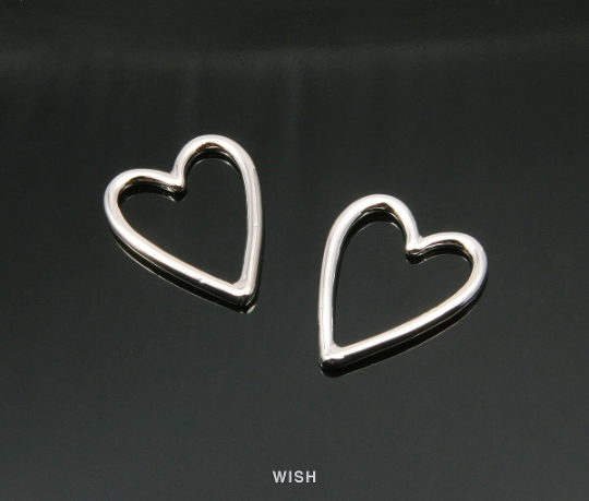 Heart Outline Pendants in Rhodium, Heart Charm / MRH-013-P