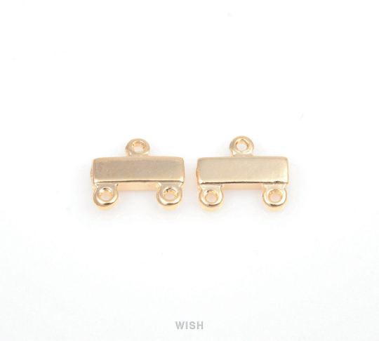 Bar Cubic Zirconia Connectors in Gold, Cubic Zirconia Charms / CG-030-C (4 pcs)