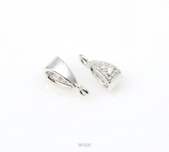 Cubic Zirconia Bail in Rhodium, Round Cubic Zirconia Bail /CRH-023-B