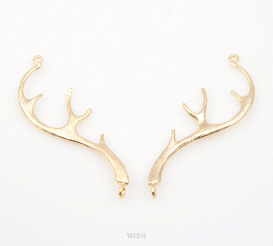 Antler Connectors in Matte Gold, Antler Charm / MMG-149-C