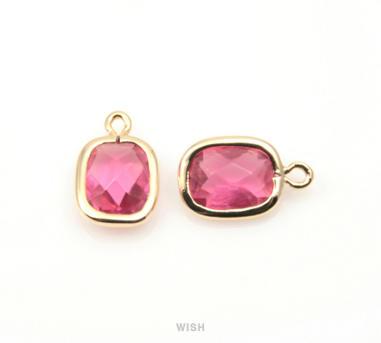 Ruby Rectangle Pendants in Gold, Framed Rectangle Pendant / GRBG-100-C
