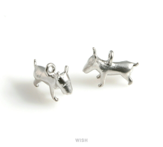 Bull Terrier Pendants in Matt Rhodium, Bull Terrier Charm/ MMRH-575-P