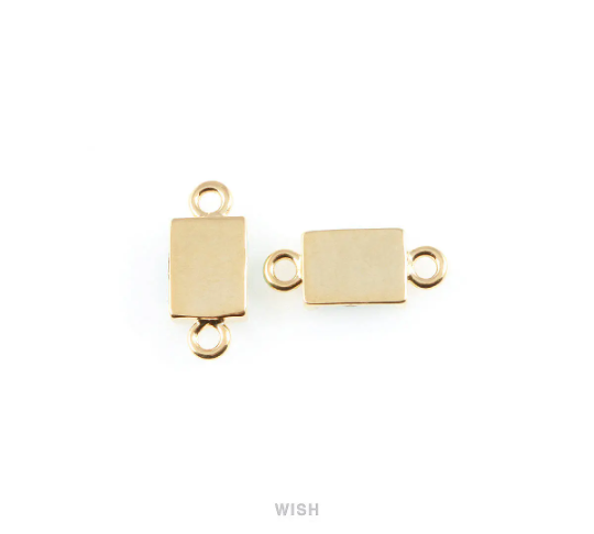 Howlite Square Stone Charm in Gold, Gemstone Framed Pendant / SHTG-057-P