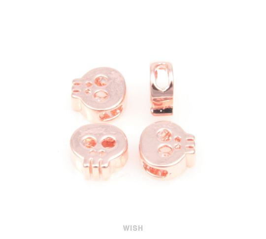 Small Skull in Rose Gold , Skull Beads / MRG-038-B
