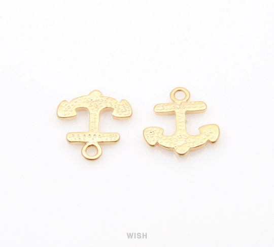 Dainty Anchor Pendant in Matte Gold, Anchor Charm / MMG-277-P