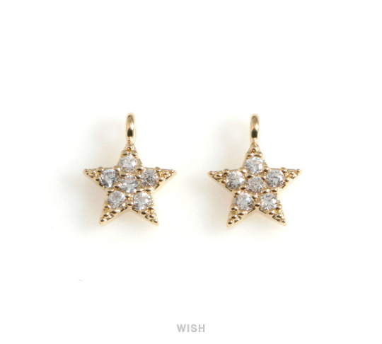 Cubic Zirconia Star Pendant in Gold, CZ Star Charm / CG-089-P