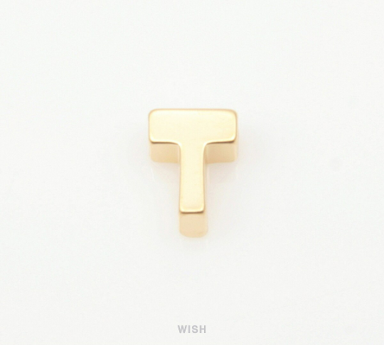Upper Case Letter "T" in Matte Rhodium, Capital Letter "T" / MMRH-001-B (T)