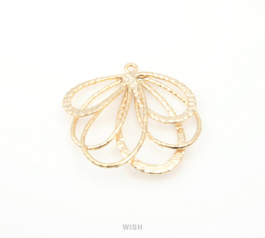 Fanwise Drop Pendants in Matte Gold, Fanwise Teardrop Charms / MMG-072-P