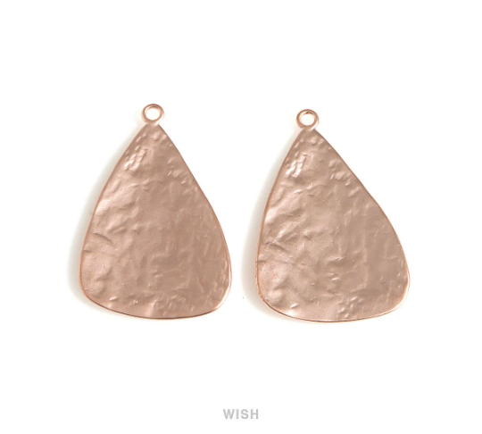 Hammered Triangle Pendants in Matte Rose Gold, Triangle Charms / MMRG-166-P