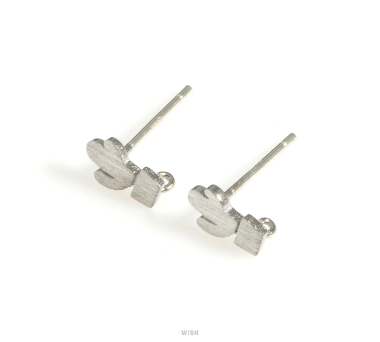 Cactus Stud Earrings in Matte Rhodium, Cactus Earrings /MMRH-621-E