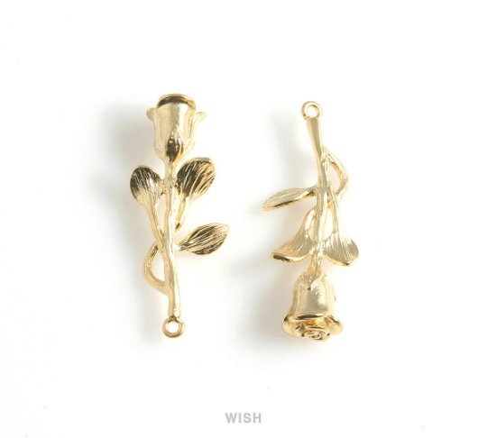 Rose Flower Pendant in Matte Gold, Rose Flower Charm /MMG-455-P
