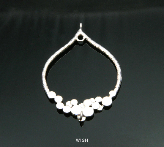 Bubbles in Open Teardrop Pendant in Matte Rhodium, Bubble in Teardrop Charm / MMRH-202-P