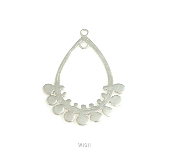 Bubble Open Drop Charms in Matte Rhodium, Bubble Teardrop Pendants / MMRH-717-P