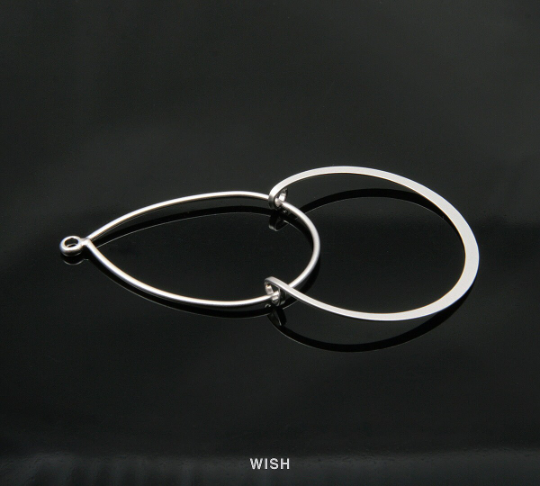 Teardrop Dangle Pendants in Matte Rhodium, Double Teardrop Charms / MMRH-165-P