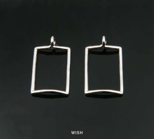 Rectangle Outline Pendants in Gold, Rectangle Charm / MG-016-P