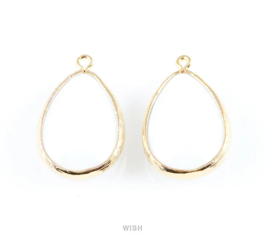 White Alabaster Synthetic Stone Charms in Rhodium, Framed Teardrop Pendant / SWARH-010-P