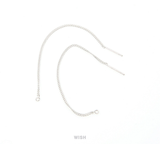 Threader Earrings in Gold, Chain Earrings / FG-015-E (4pcs)