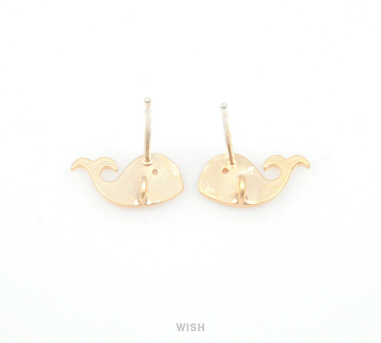 Whale Stud Earrings in Matte Gold, Whale Ear posts / MMG-104-E