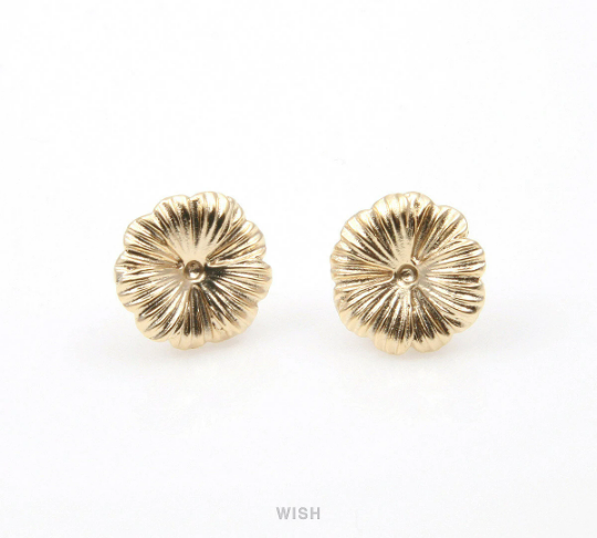 Flower Stud Earrings in Matte Rhodium, Cosmos Ear Studs / MMRH-304-E
