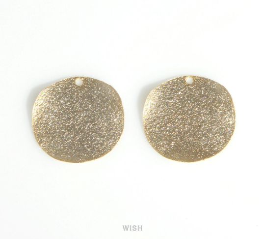Hammered Disc Pendants in Matte Rhodium, Hammered Disc Charm / MMRH-421-P (4pcs)