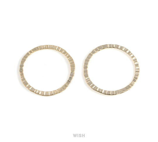 4pcs Large Hammered Circle in Matte Rhodium, Hammered Circle Charm / MMRH-338-P2
