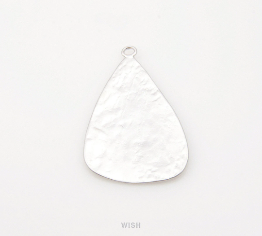 Hammered Triangle Pendants in Matte Rhodium, Triangle Charms / MMRH-166-P