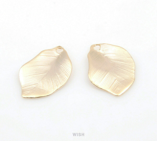 Flower Petal Pendants in Matte Rhodium, Silver Petal Charm/ MMRH-345-P