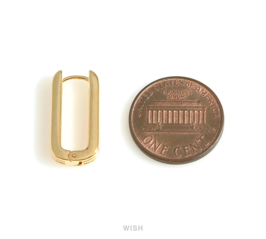 Rectangle Huggie Hoop Earrings in Gold, Rectangle Huggie Hoops / MG-736-E