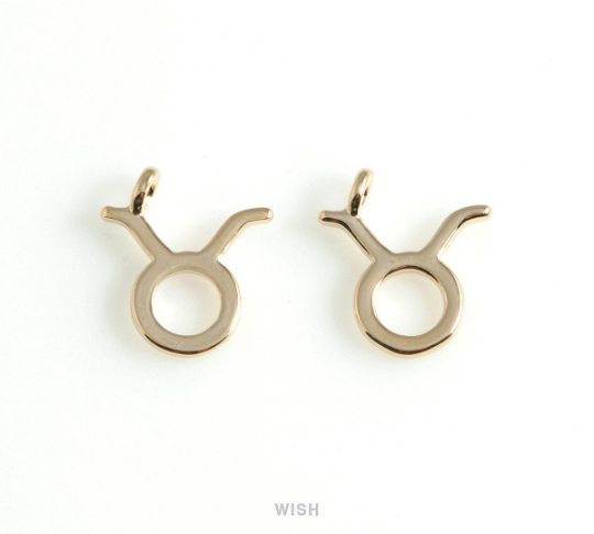Taurus Zodiac Sign Pendants in Rose Gold, Zodiac Charm / MRG-453-TA