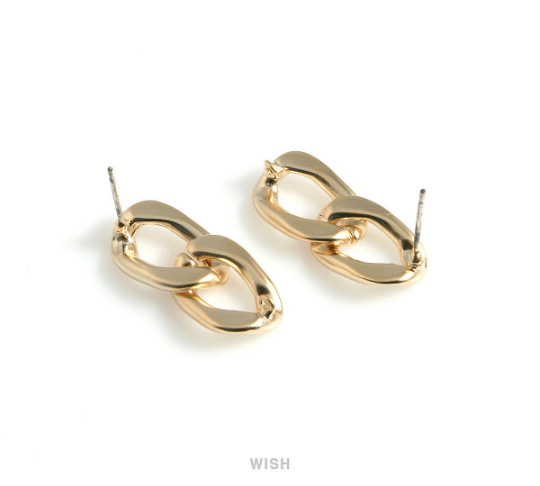 Chain Stud Earrings in Matte Gold, Chain Studs / MMG-478-E