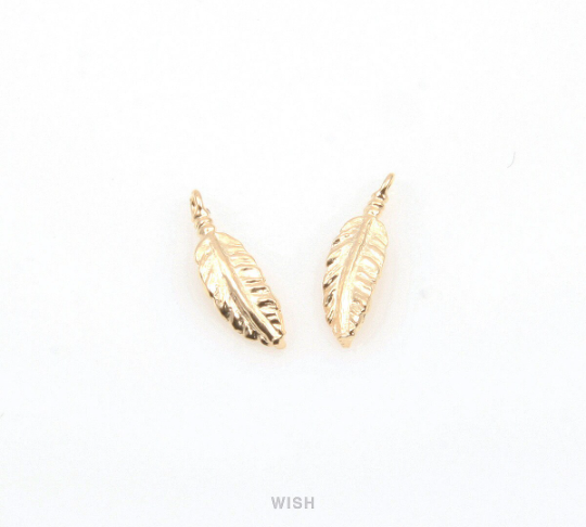 4pcs Dreamcatcher Feather in Matte Rhodium, Dream Catcher Feather Charm / MMRH-340-P