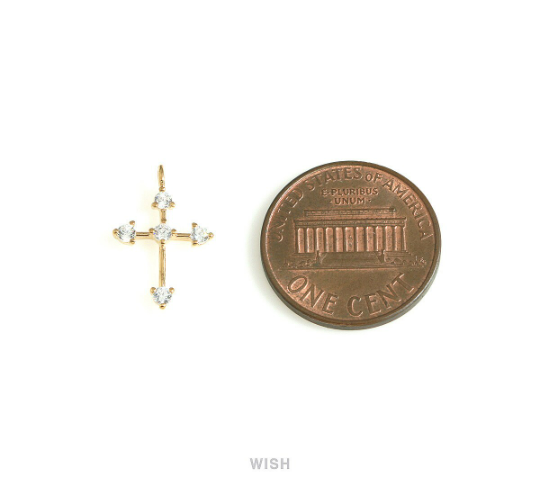 The Southern Cross and Cubic Zirconia Charms in Gold, The Cross Pendants with 5 Rhinestones/ MG-724-P